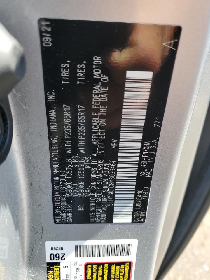 2021 Toyota Sienna Xle VIN: 5TDYSKFC8MS039464 Lot: 55803295