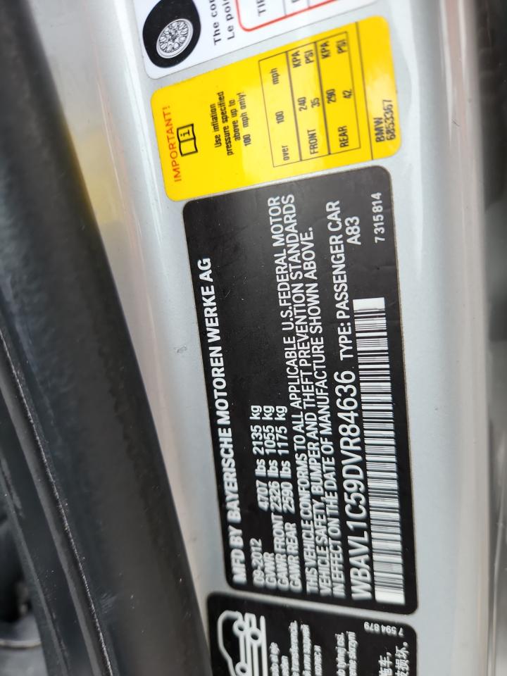2013 BMW X1 xDrive28I VIN: WBAVL1C59DVR84636 Lot: 58381225