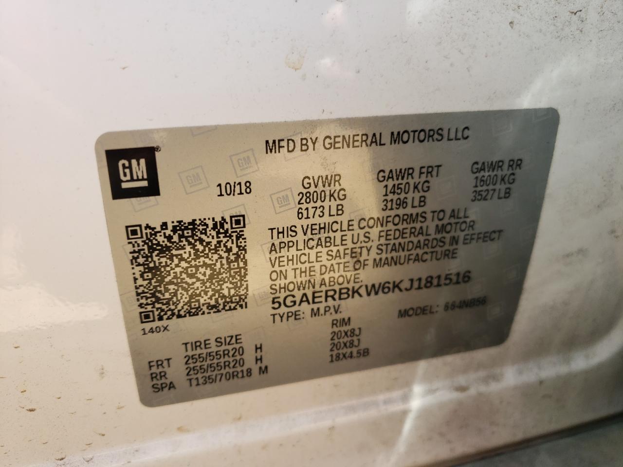 2019 Buick Enclave Essence VIN: 5GAERBKW6KJ181516 Lot: 56430625