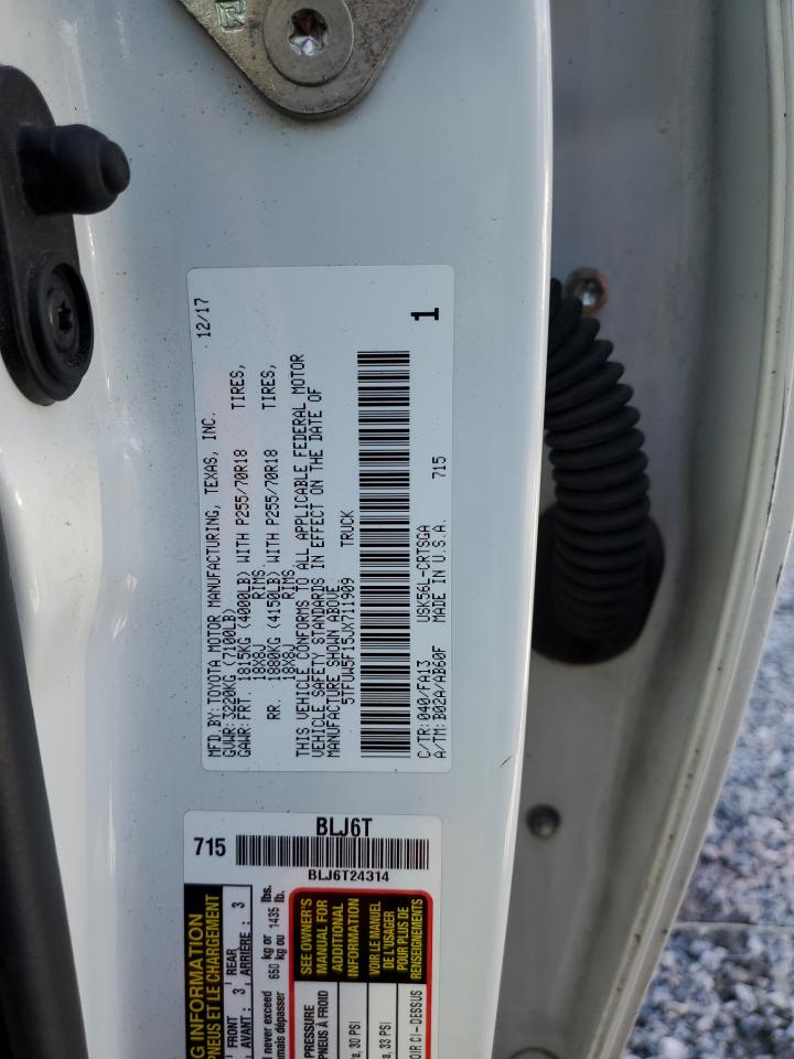 2018 Toyota Tundra Double Cab Sr VIN: 5TFUW5F15JX711909 Lot: 56598295