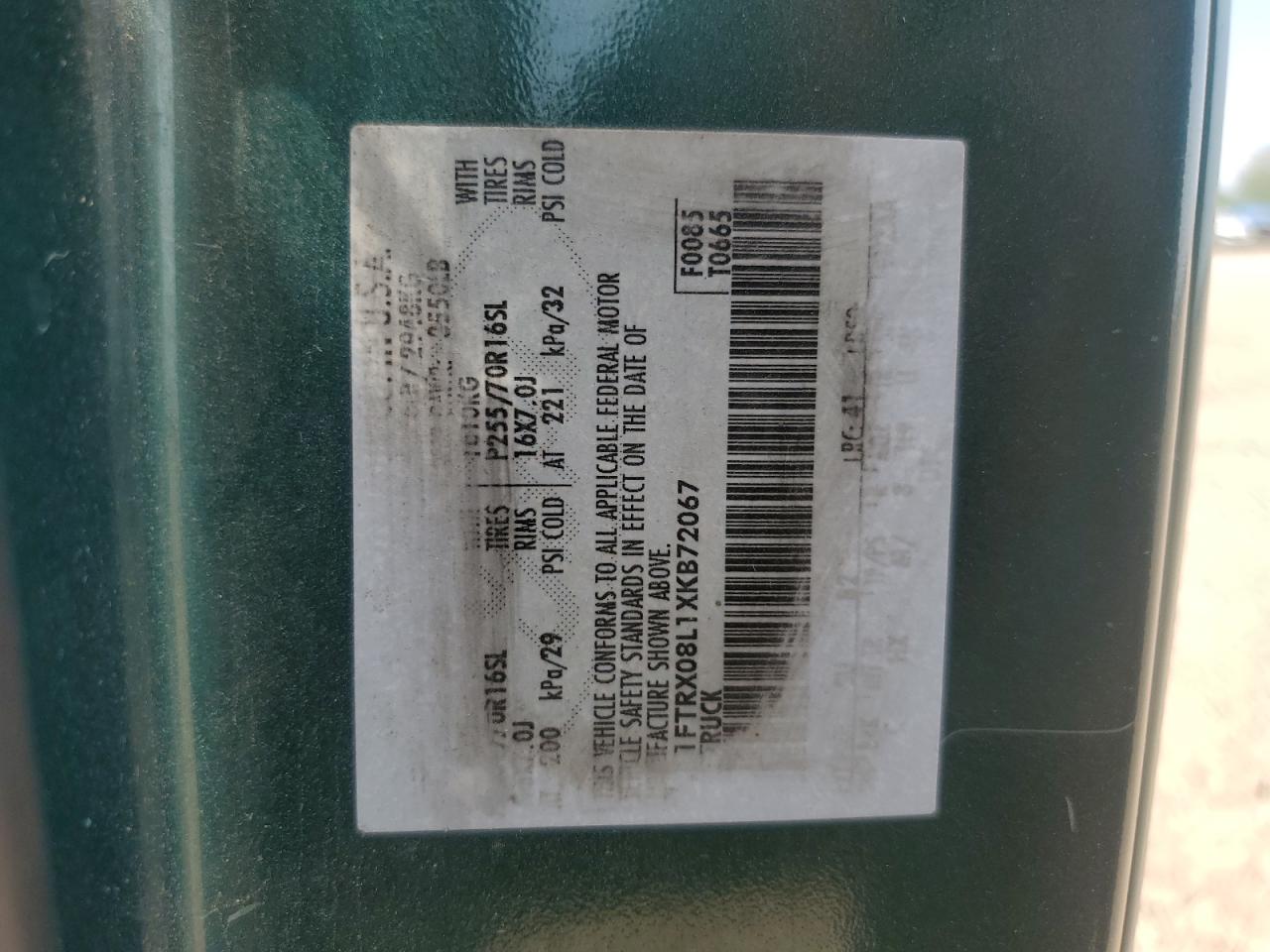 1999 Ford F150 VIN: 1FTRX08L1XKB72067 Lot: 56233235