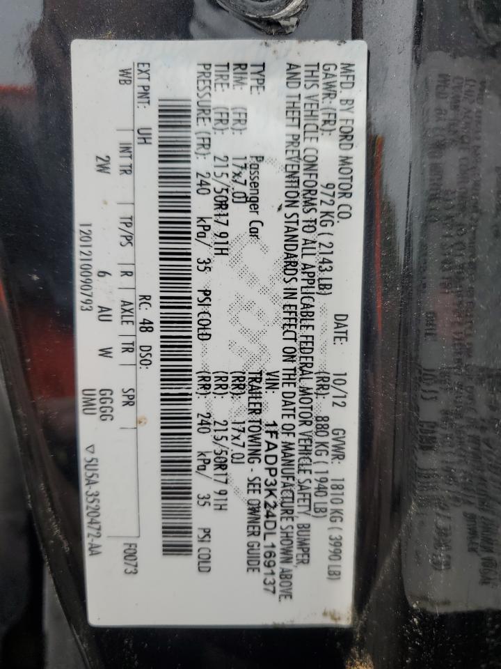 2013 Ford Focus Se VIN: 1FADP3K24DL169137 Lot: 56777125