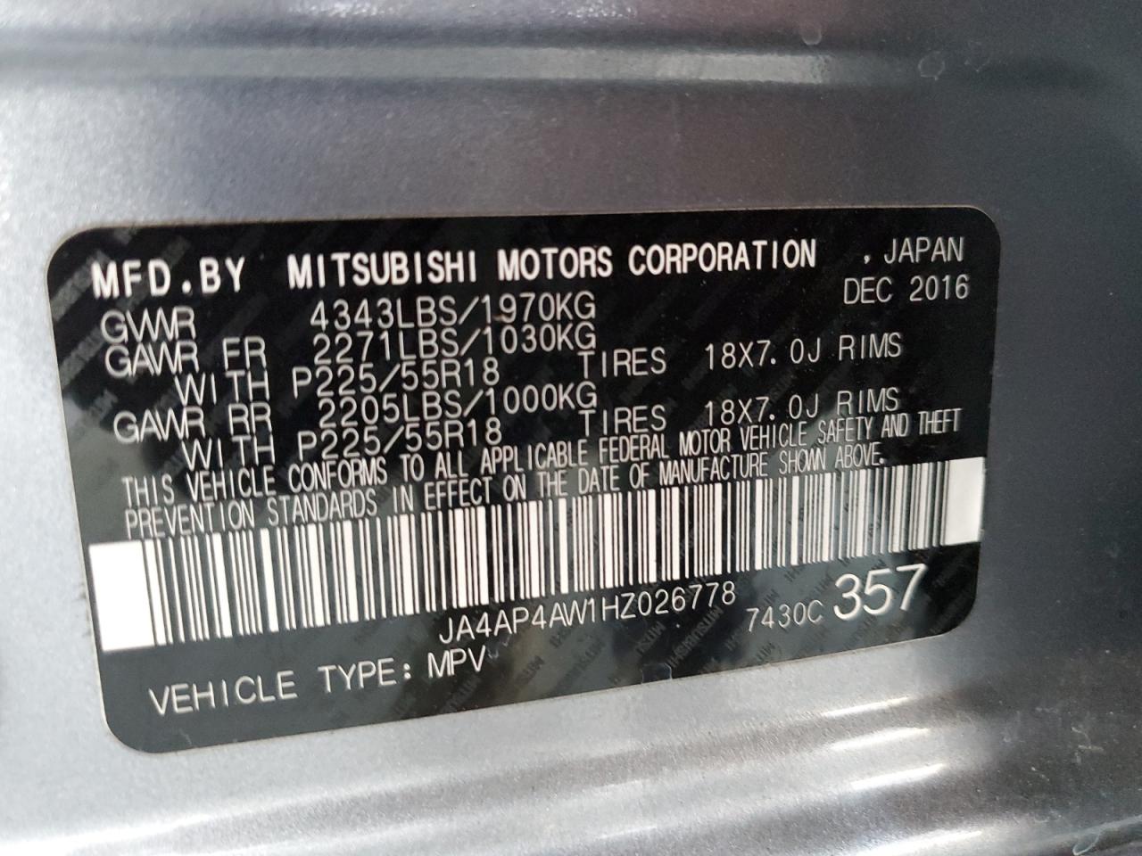 2017 Mitsubishi Outlander Sport Sel VIN: JA4AP4AW1HZ026778 Lot: 56769835