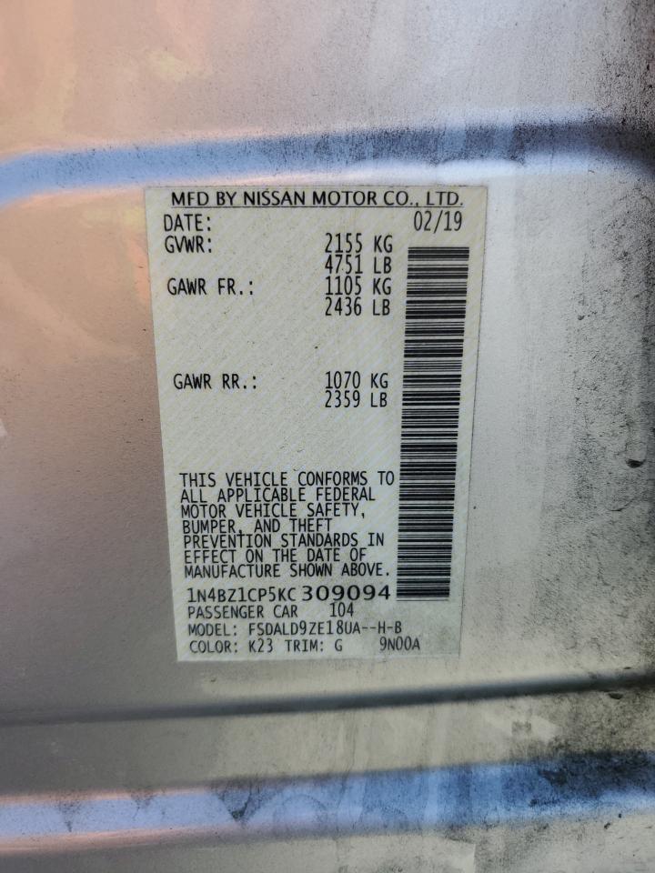 2019 Nissan Leaf S Plus VIN: 1N4BZ1CP5KC309094 Lot: 55866395