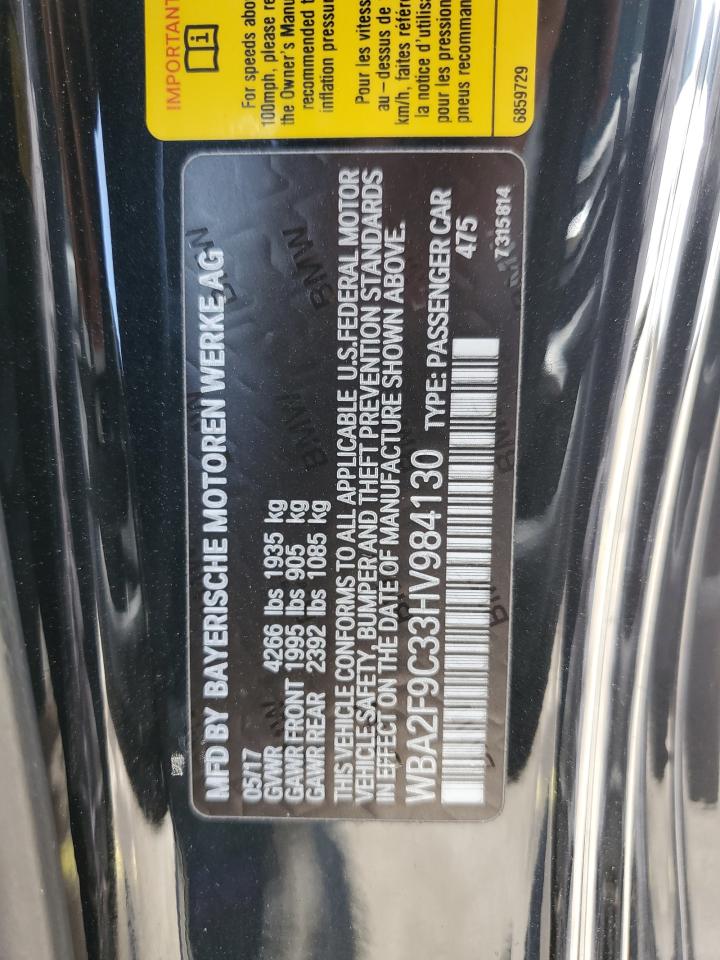 2017 BMW 230I VIN: WBA2F9C33HV984130 Lot: 54957085
