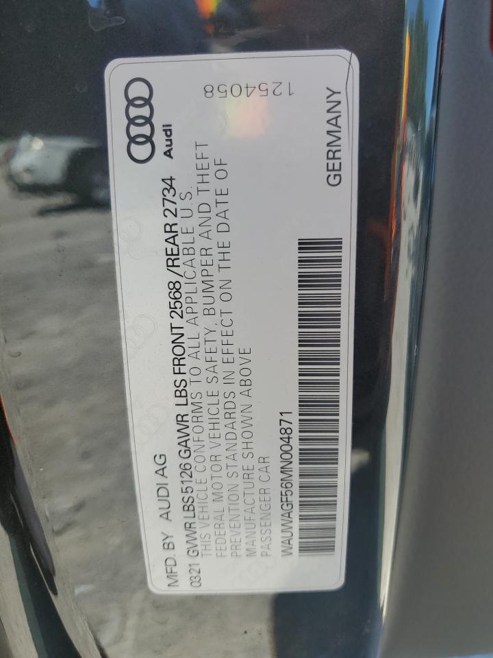 2021 Audi A5 Premium Plus 45 VIN: WAUWAGF56MN004871 Lot: 56628655