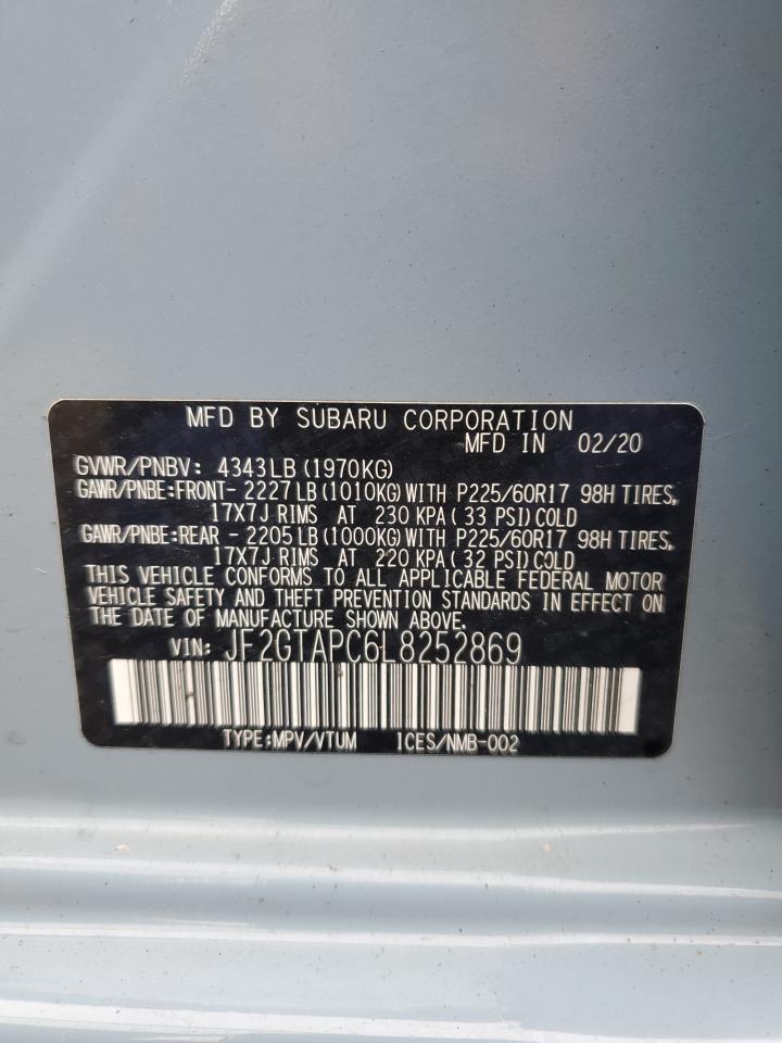 2020 Subaru Crosstrek Premium VIN: JF2GTAPC6L8252869 Lot: 56695685