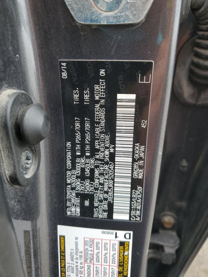 2015 Toyota 4Runner Sr5/Sr5 Premium VIN: JTEBU5JRXF5205467 Lot: 58697455