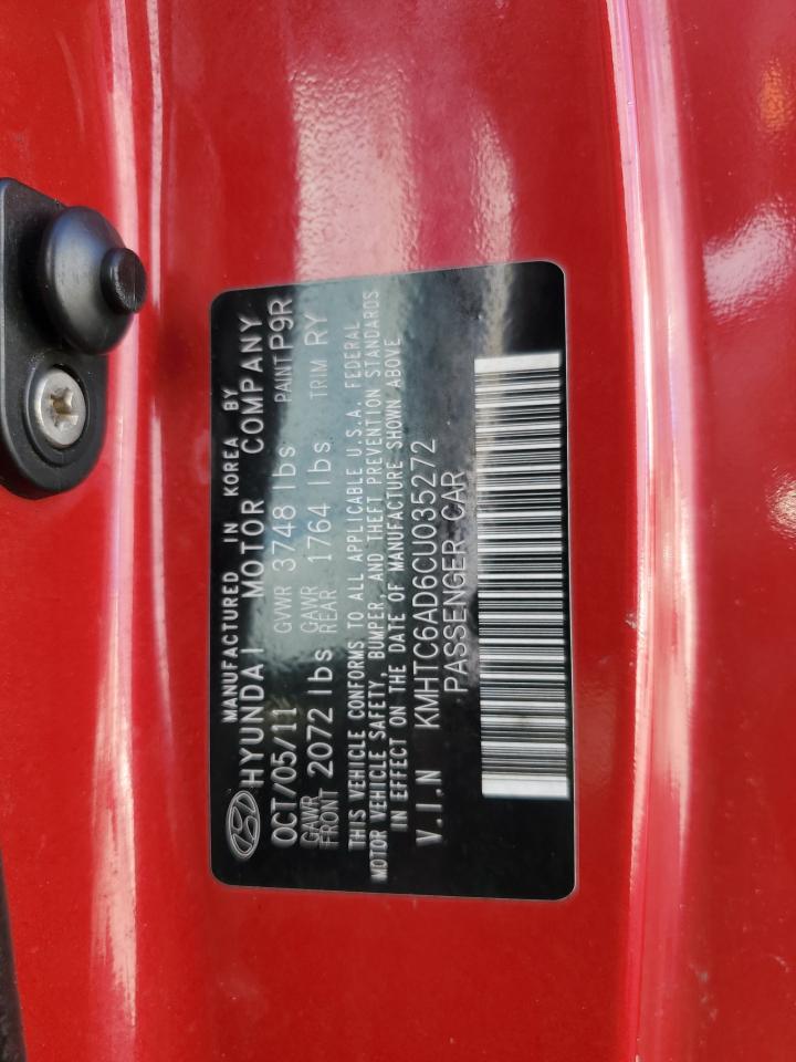 2012 Hyundai Veloster VIN: KMHTC6AD6CU035272 Lot: 56952535