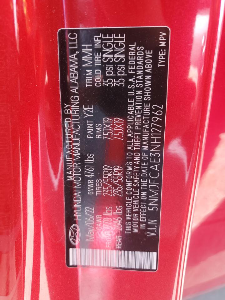 2022 Hyundai Tucson Sel VIN: 5NMJFCAE3NH127962 Lot: 56497915