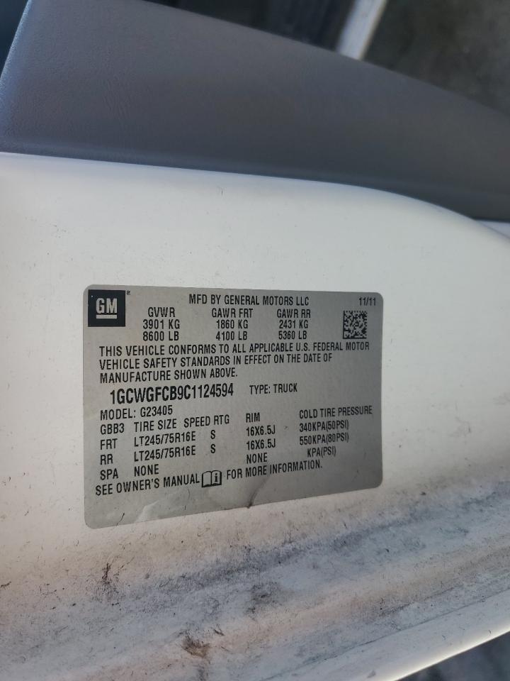 2012 Chevrolet Express G2500 VIN: 1GCWGFCB9C1124594 Lot: 56354555