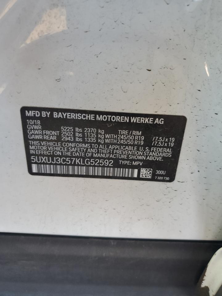 2019 BMW X4 xDrive30I VIN: 5UXUJ3C57KLG52592 Lot: 56776285