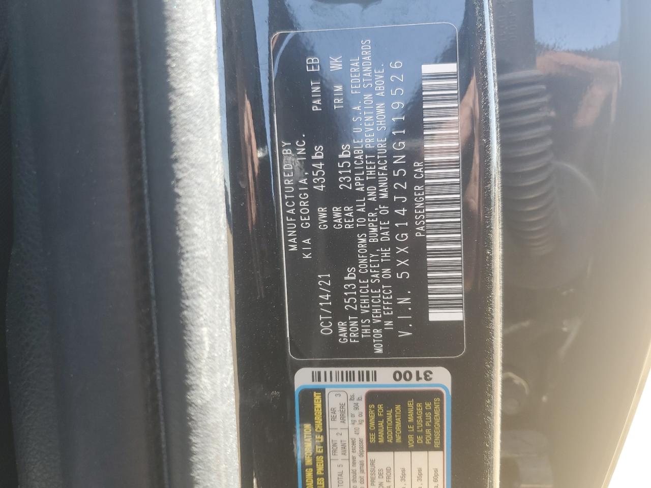 2022 Kia K5 Lxs VIN: 5XXG14J25NG119526 Lot: 57139765