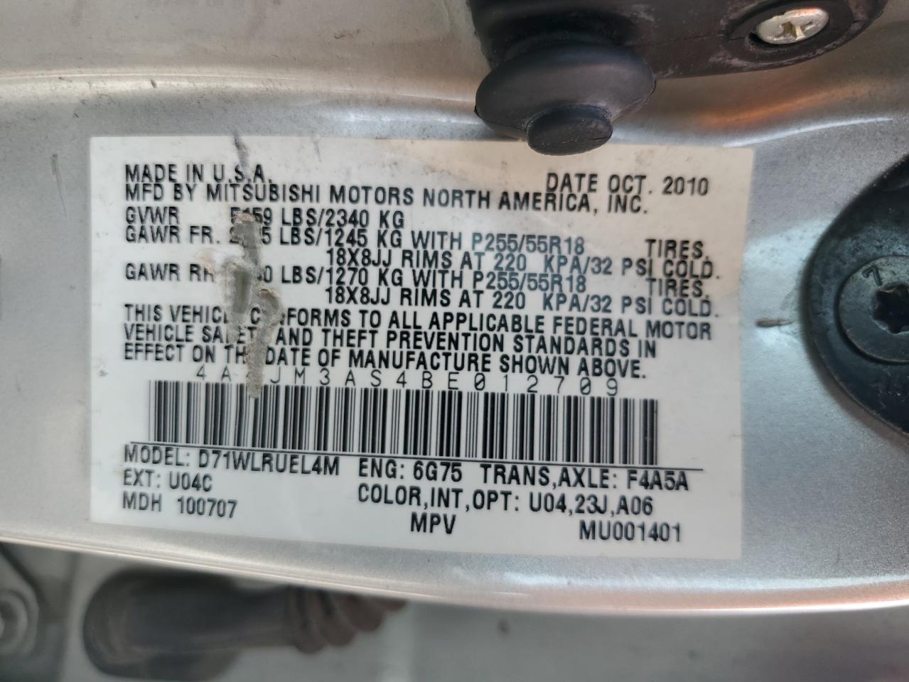 2011 Mitsubishi Endeavor Se VIN: 4A4JM3AS4BE012709 Lot: 56802115