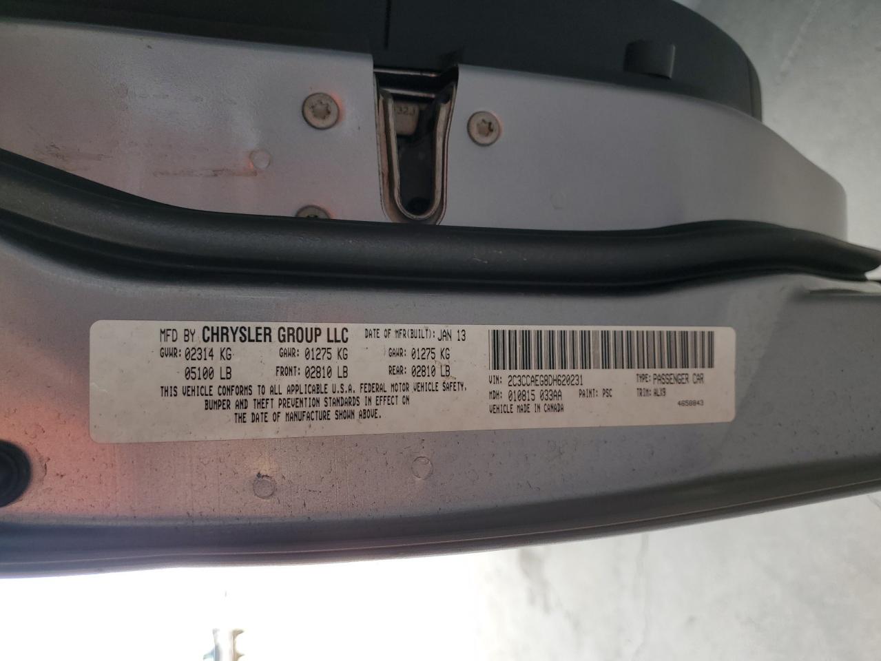 2013 Chrysler 300C VIN: 2C3CCAEG8DH620231 Lot: 58098545