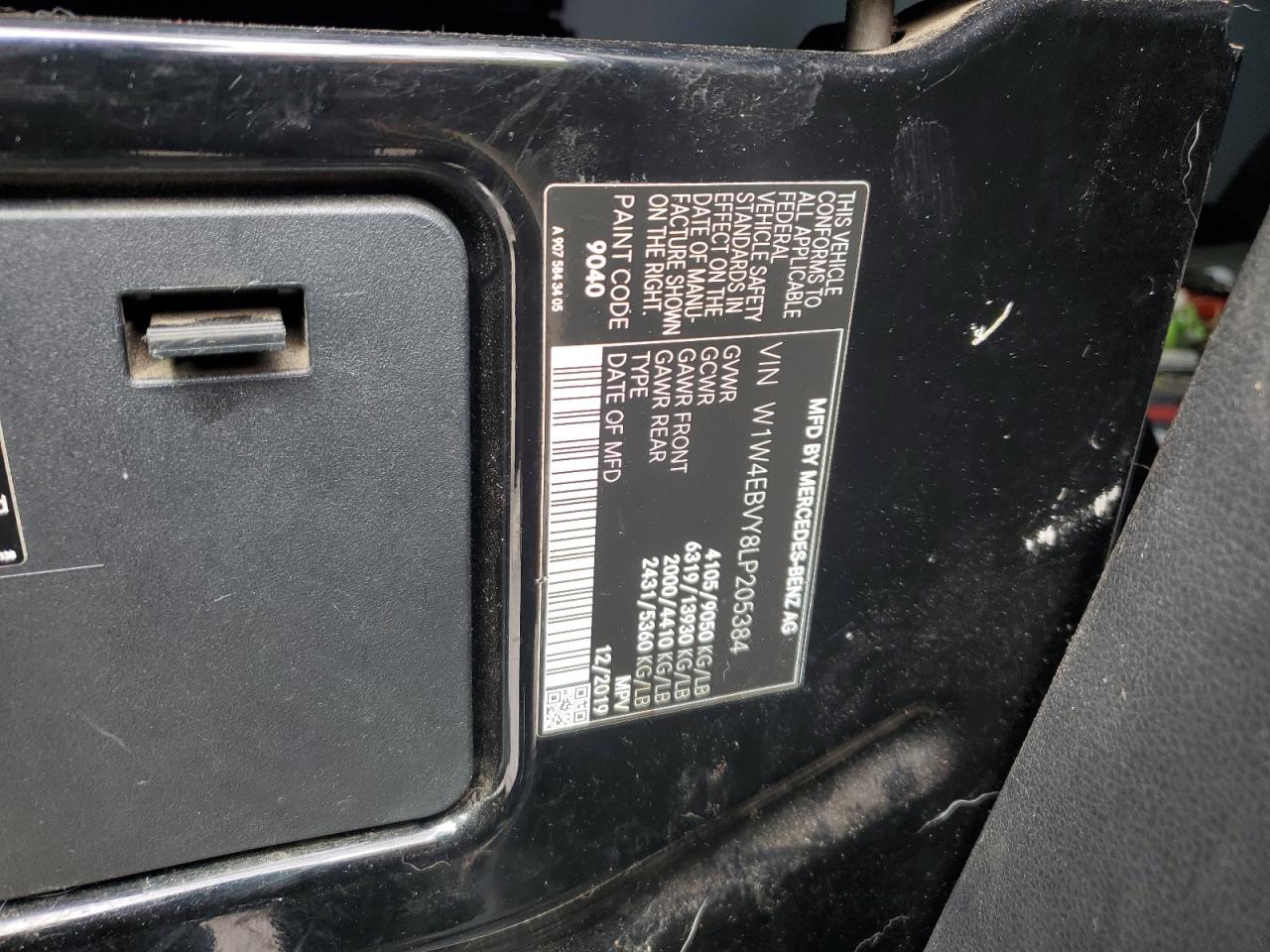 2020 Mercedes-Benz Sprinter 2500 VIN: W1W4EBVY8LP205384 Lot: 57255655