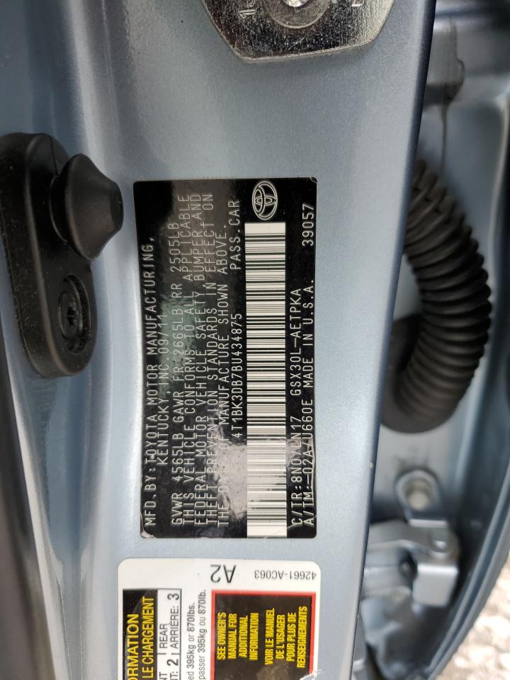 2011 Toyota Avalon Base VIN: 4T1BK3DB7BU434875 Lot: 56509315
