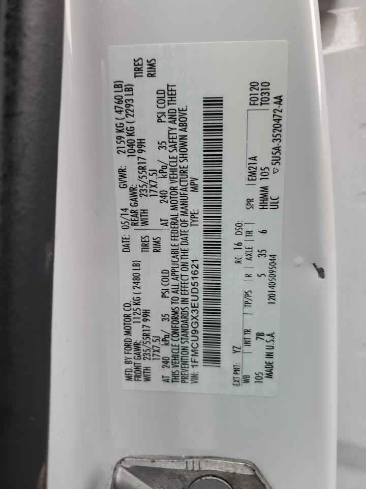 2014 Ford Escape Se VIN: 1FMCU9GX3EUD51621 Lot: 57245095