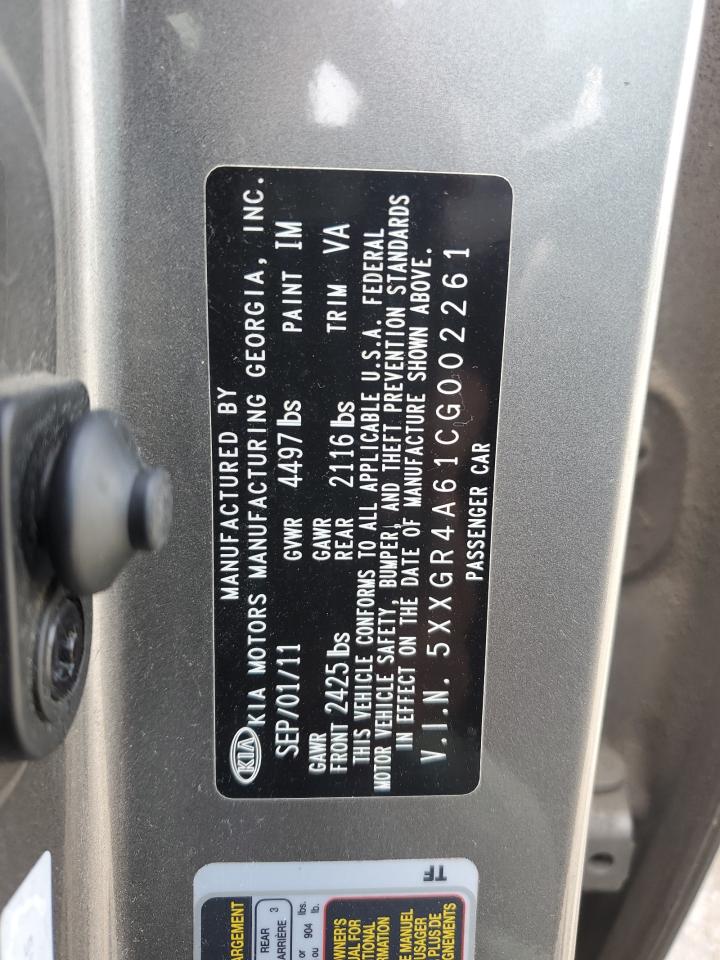 2012 Kia Optima Sx VIN: 5XXGR4A61CG002261 Lot: 57124755