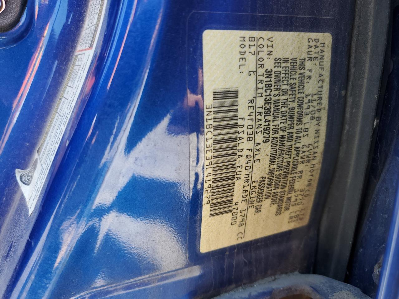 2009 Nissan Versa S VIN: 3N1BC13E39L419279 Lot: 68704825