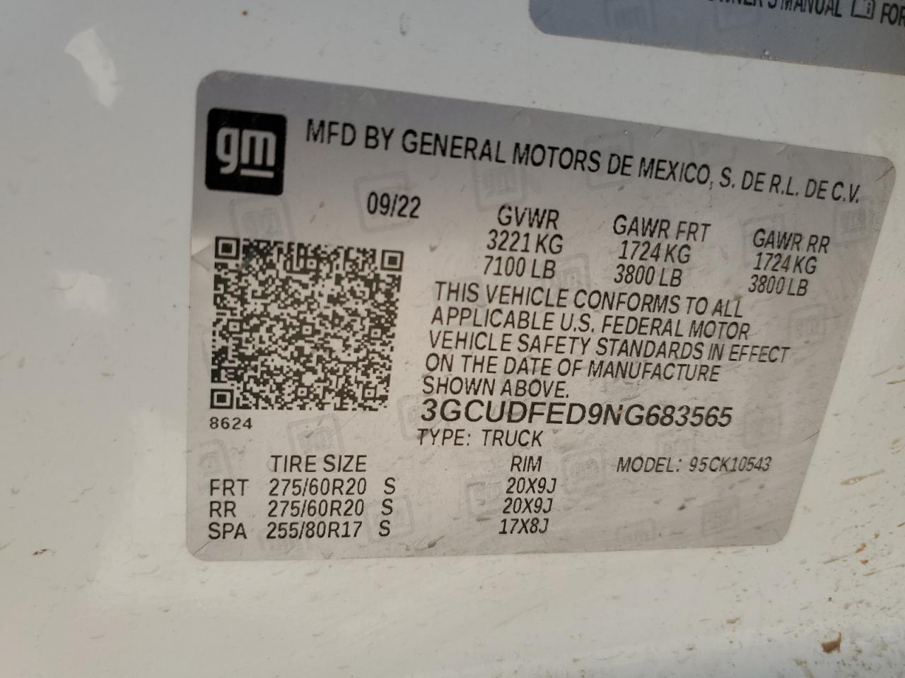 2022 Chevrolet Silverado K1500 Lt Trail Boss VIN: 3GCUDFED9NG683565 Lot: 56344725