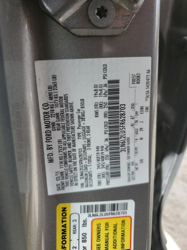 2015 Lincoln Mkz Hybrid VIN: 3LN6L2LU5FR628703 Lot: 56914895