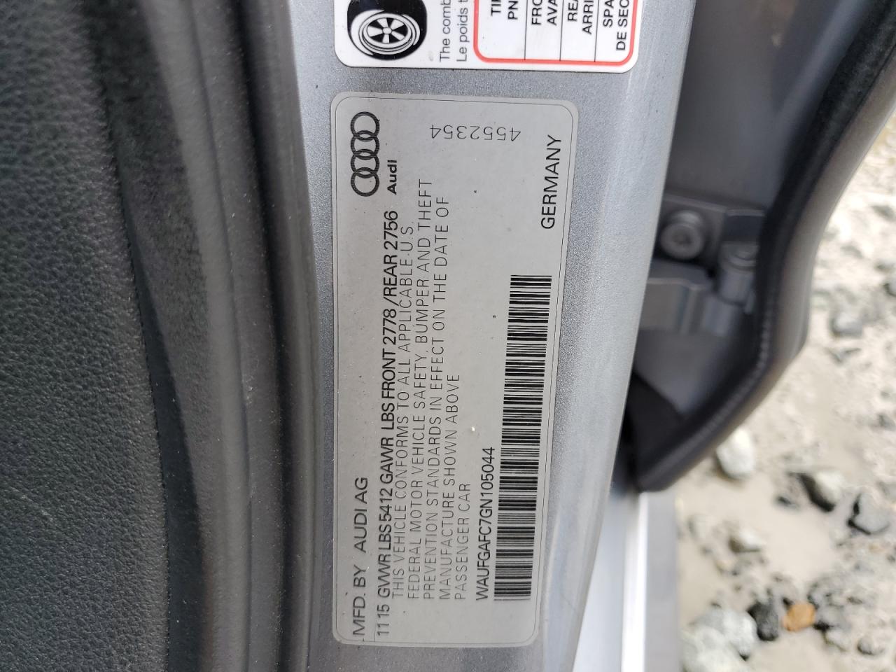 2016 Audi A6 Premium Plus VIN: WAUFGAFC7GN105044 Lot: 57133485