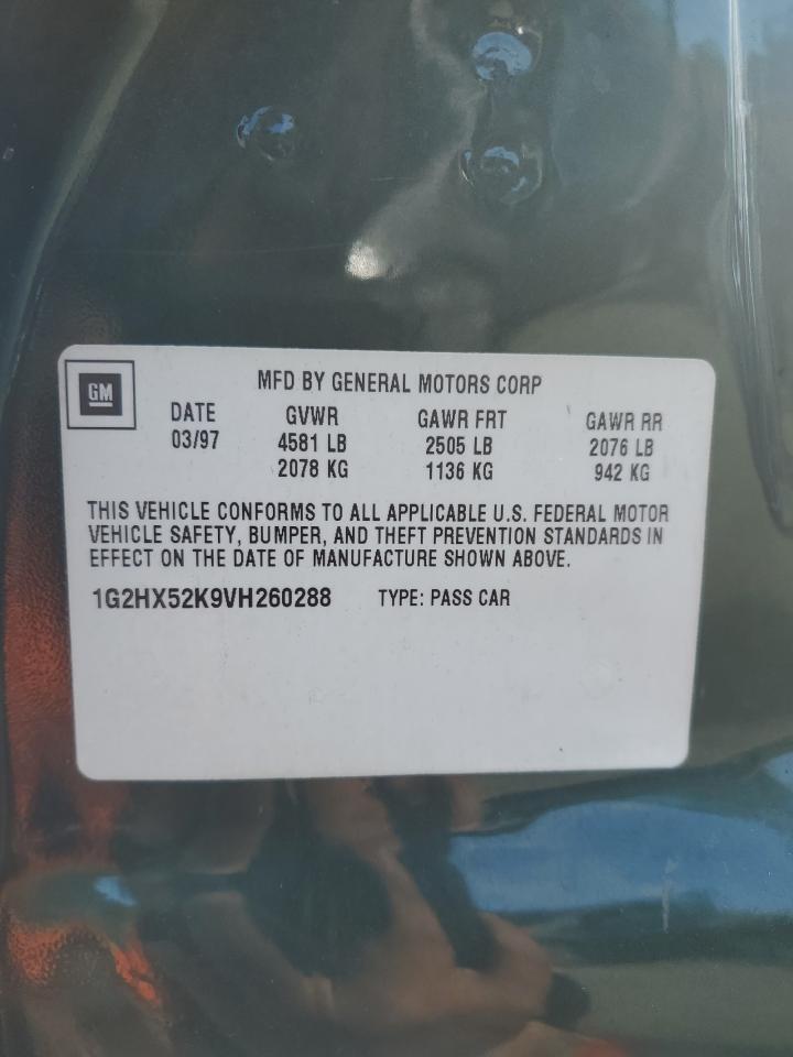 1997 Pontiac Bonneville Se VIN: 1G2HX52K9VH260288 Lot: 55949665