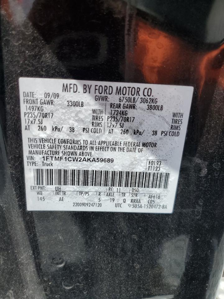 2010 Ford F150 VIN: 1FTMF1CW2AKA59689 Lot: 56910195