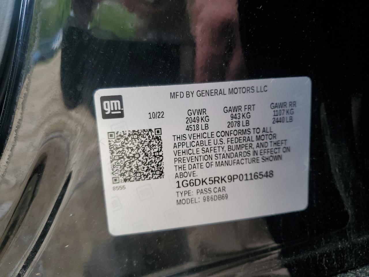2023 Cadillac Ct4 Luxury VIN: 1G6DK5RK9P0116548 Lot: 57280575