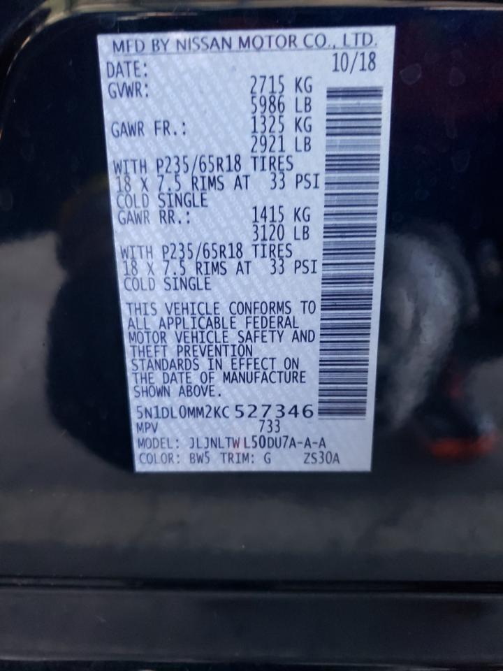 2019 Infiniti Qx60 Luxe VIN: 5N1DL0MM2KC527346 Lot: 57119675