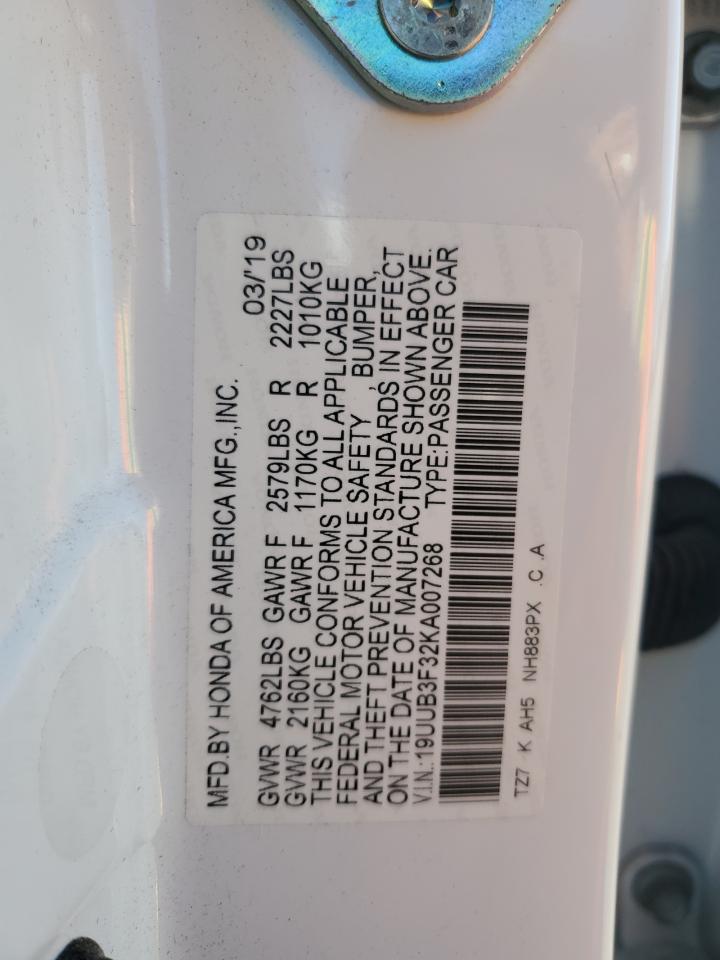 2019 Acura Tlx VIN: 19UUB3F32KA007268 Lot: 55810445