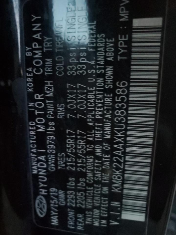 2019 Hyundai Kona Sel VIN: KM8K22AAXKU383586 Lot: 57363955