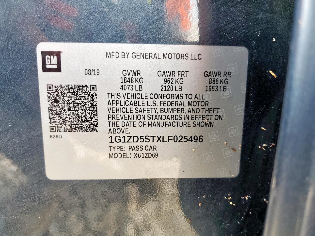 2020 Chevrolet Malibu Lt VIN: 1G1ZD5STXLF025496 Lot: 56894065