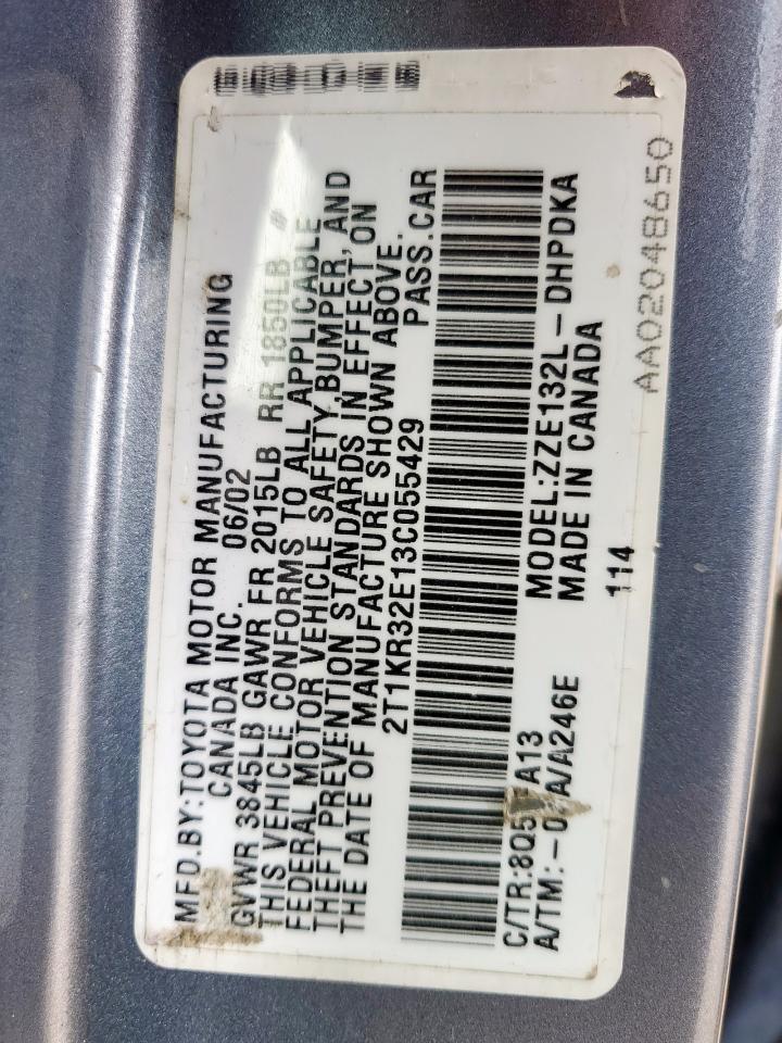 2003 Toyota Corolla Matrix Xr VIN: 2T1KR32E13C055429 Lot: 55895985