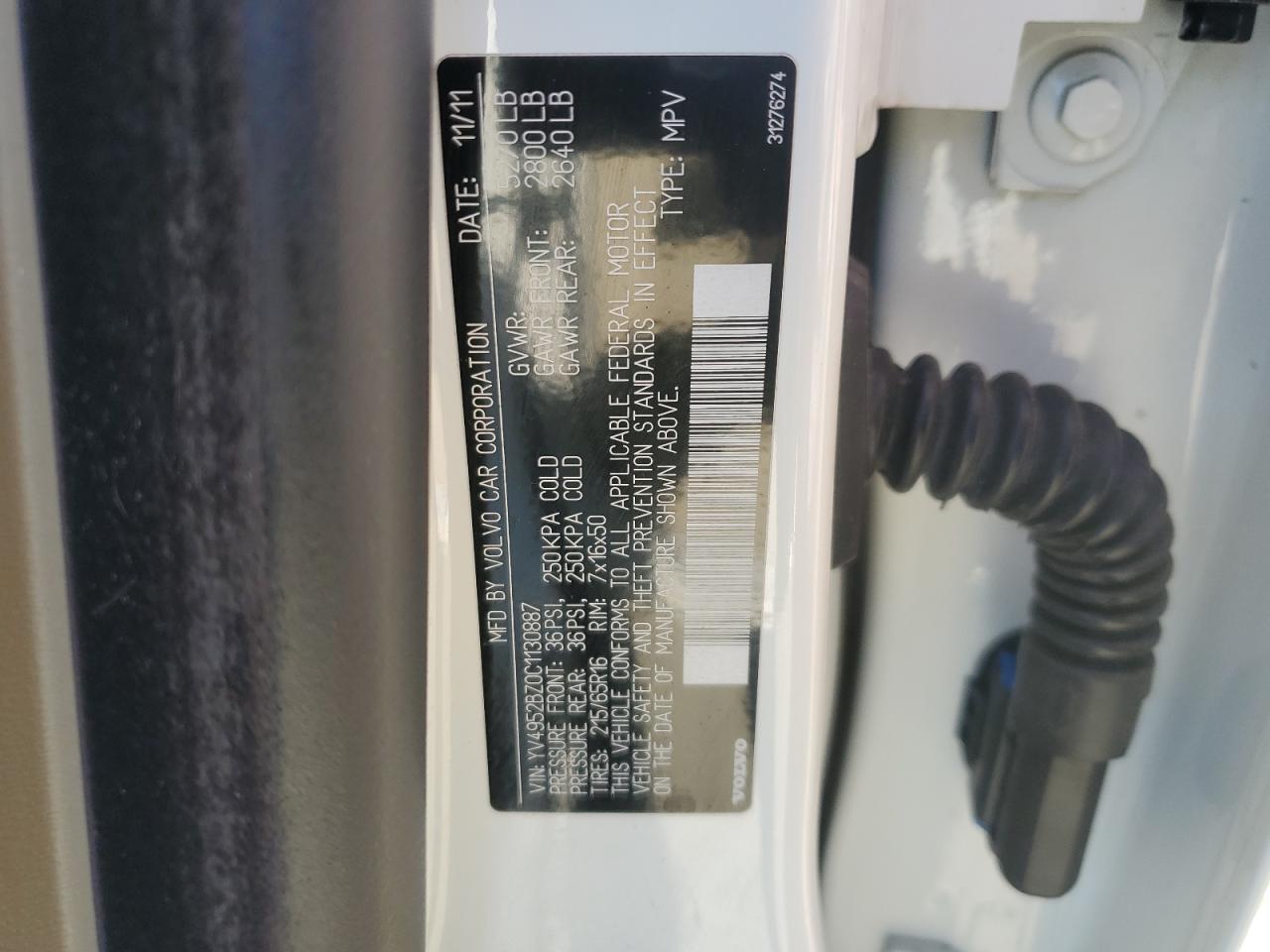 2012 Volvo Xc70 3.2 VIN: YV4952BZ0C1130887 Lot: 56226605