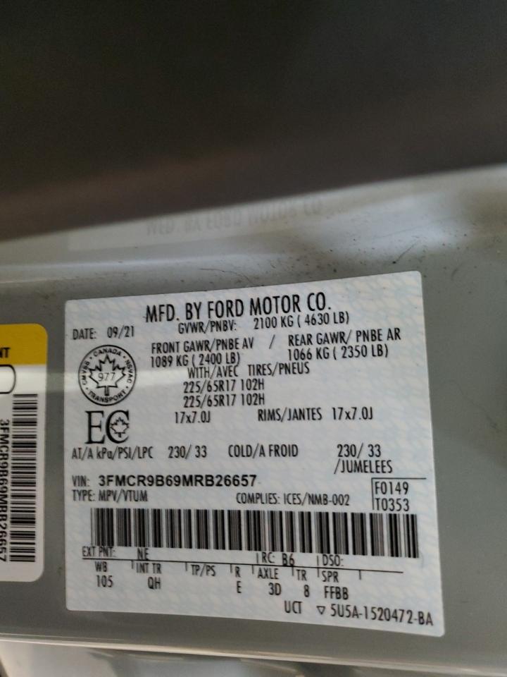 2021 Ford Bronco Sport Big Bend VIN: 3FMCR9B69MRB26657 Lot: 57292025