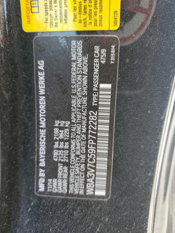 2015 BMW 428 I Sulev VIN: WBA3V7C59FP772282 Lot: 57065255