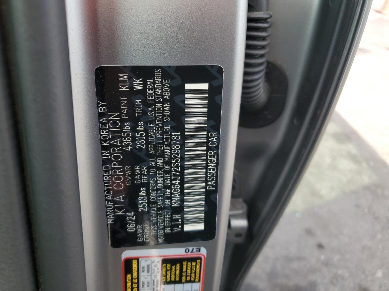 2025 Kia K5 Gt Line VIN: KNAG64J72S5298781 Lot: 56895055