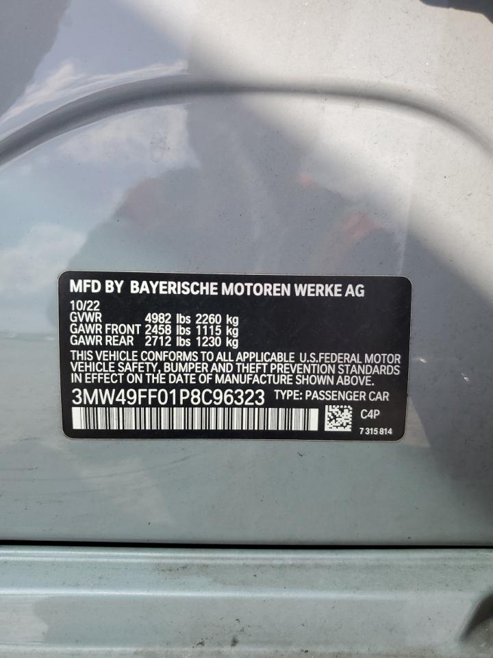 2023 BMW M340Xi VIN: 3MW49FF01P8C96323 Lot: 55312985