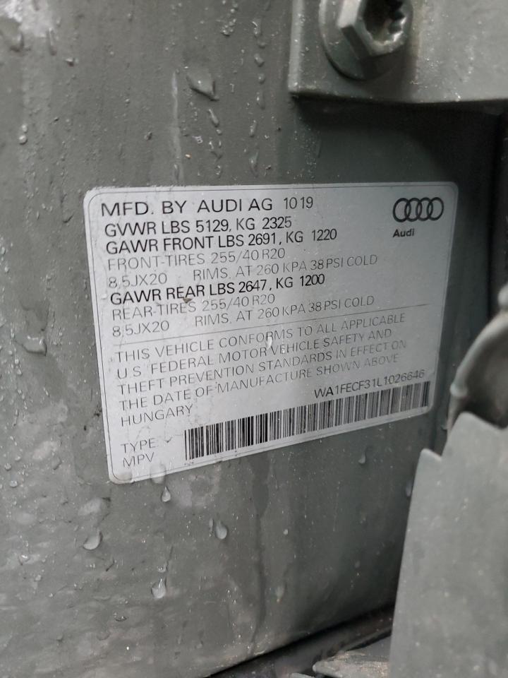 2020 Audi Q3 Prestige S-Line VIN: WA1FECF31L1026646 Lot: 56642355