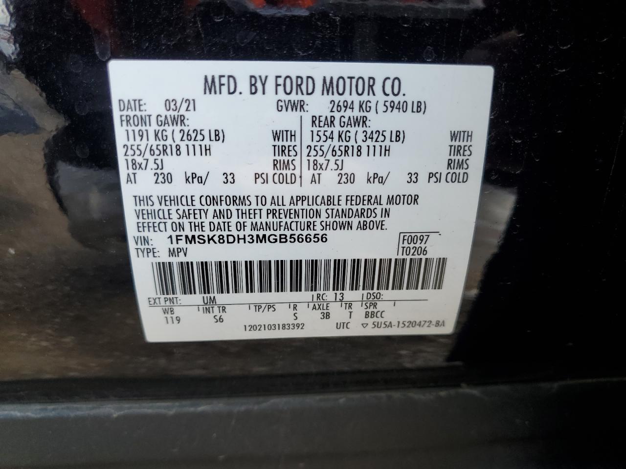 2021 Ford Explorer Xlt VIN: 1FMSK8DH3MGB56656 Lot: 56699525