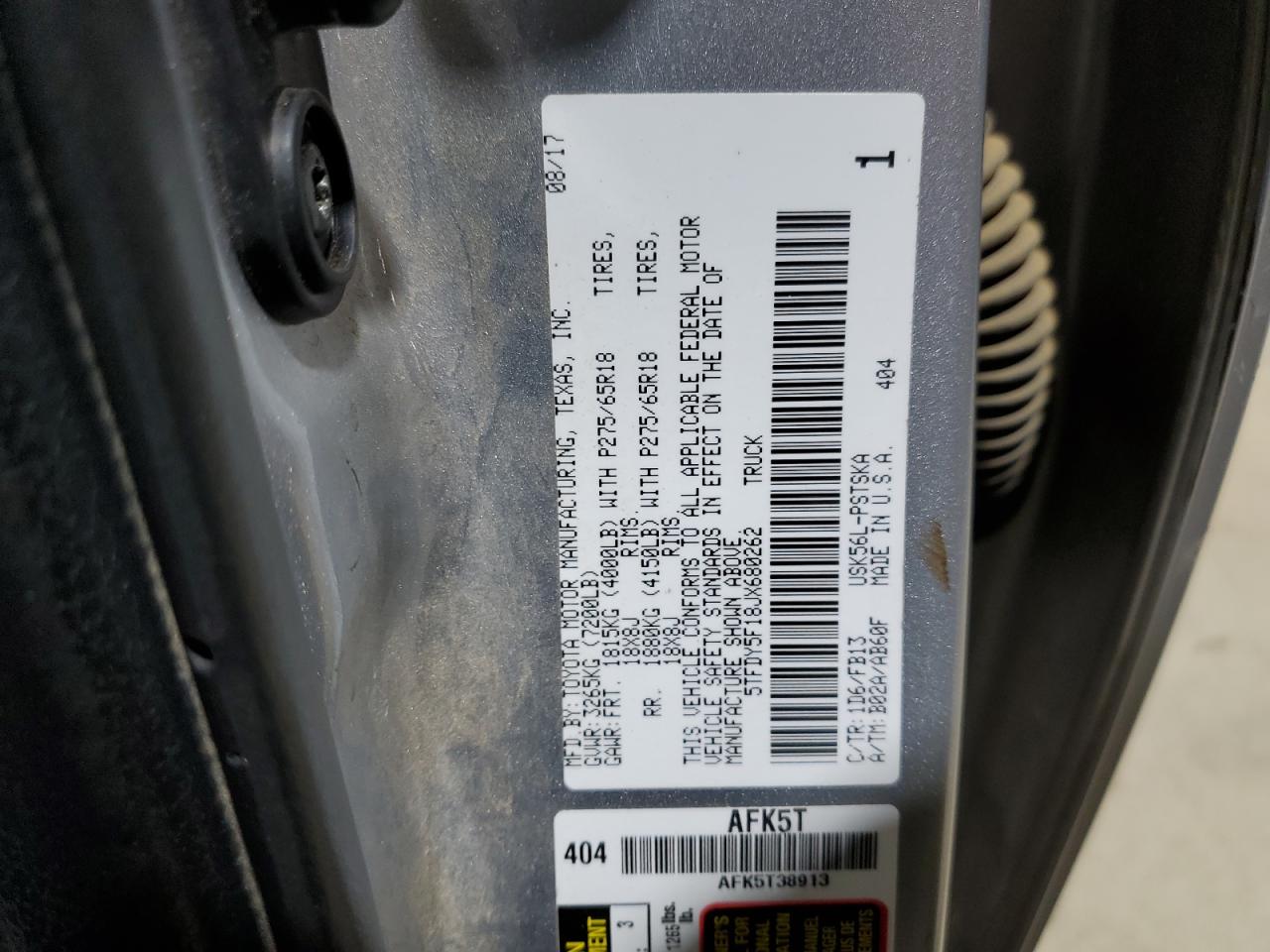 2018 Toyota Tundra Crewmax Sr5 VIN: 5TFDY5F18JX680262 Lot: 56715115