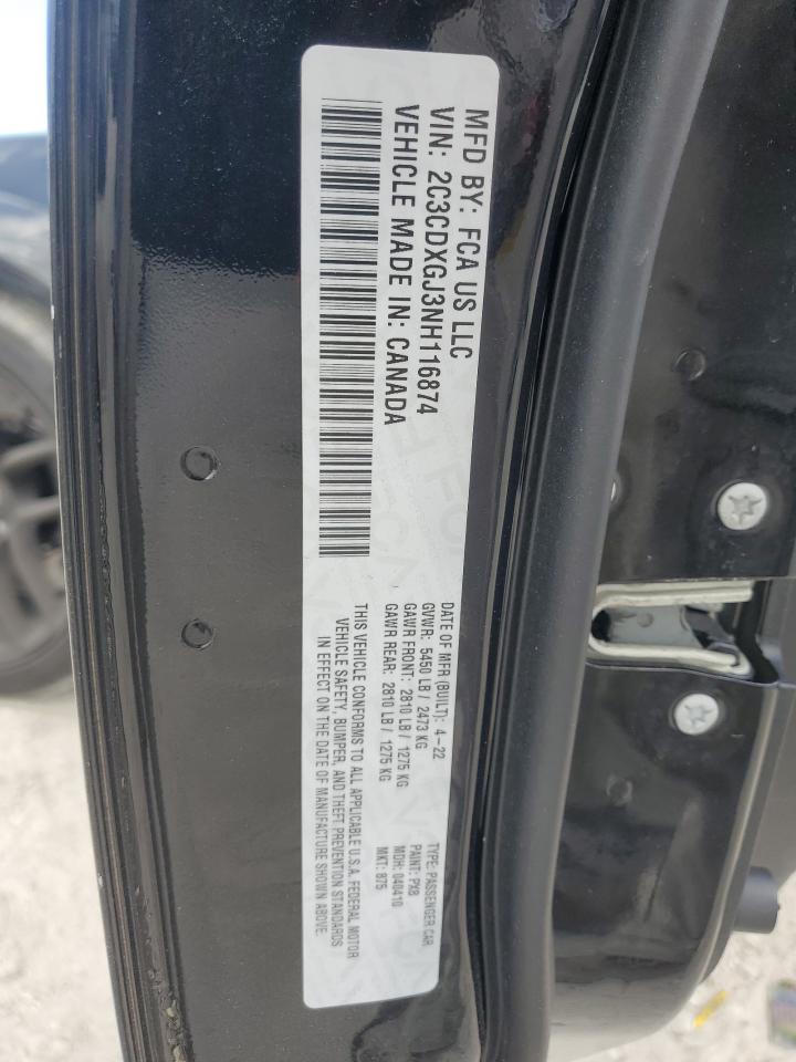2022 Dodge Charger Scat Pack VIN: 2C3CDXGJ3NH116874 Lot: 56019215