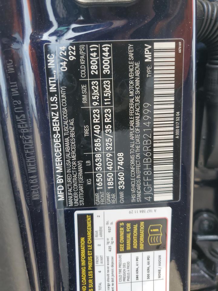2024 Mercedes-Benz Gls Mercedes-Maybach Gls600 4M VIN: 4JGFF8HB6RB214999 Lot: 58074235