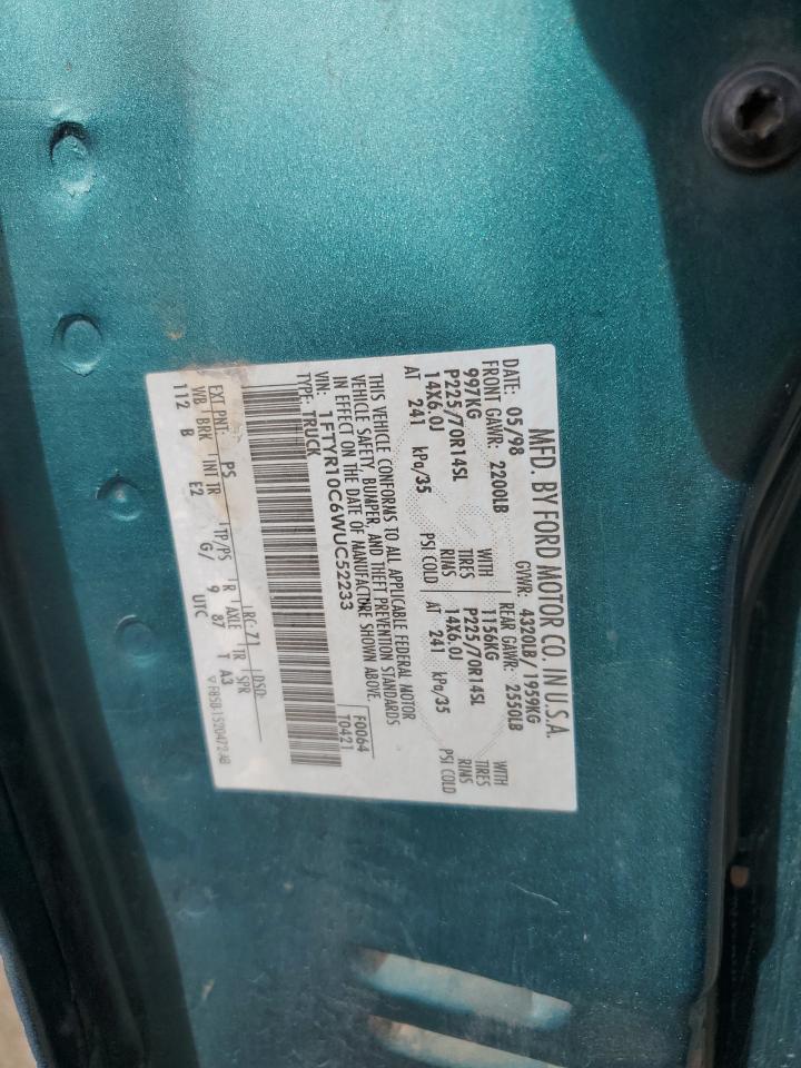 1998 Ford Ranger VIN: 1FTYR10C6WUC52233 Lot: 56231925