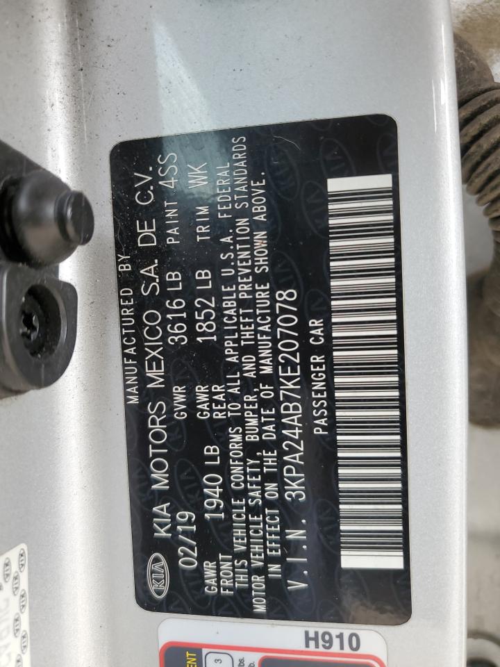 2019 Kia Rio S VIN: 3KPA24AB7KE207078 Lot: 57118935