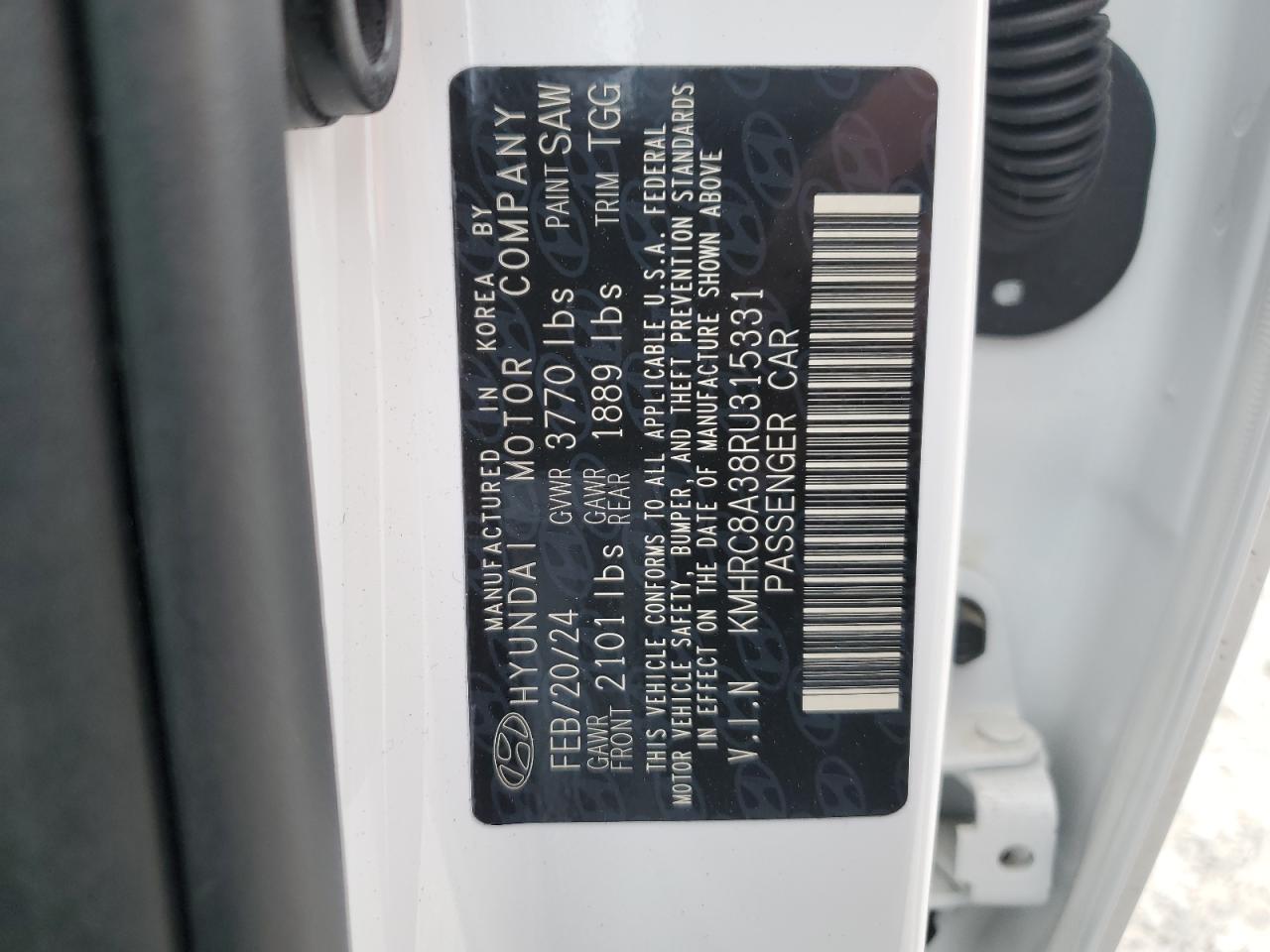 2024 Hyundai Venue Sel VIN: KMHRC8A38RU315331 Lot: 57489565