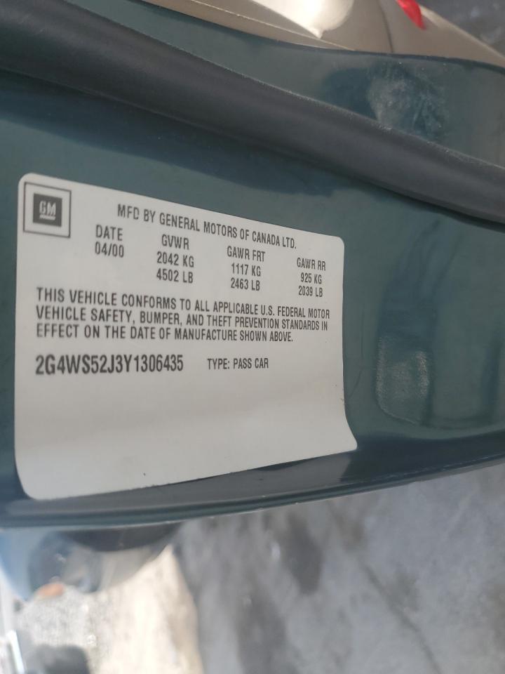 2000 Buick Century Custom VIN: 2G4WS52J3Y1306435 Lot: 56346055
