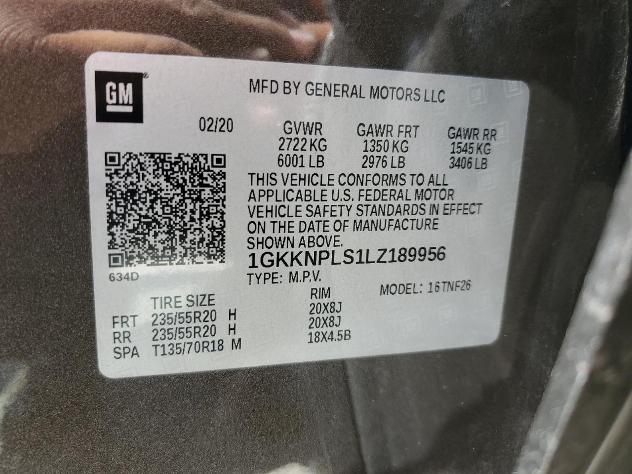 2020 GMC Acadia Denali VIN: 1GKKNPLS1LZ189956 Lot: 56107695